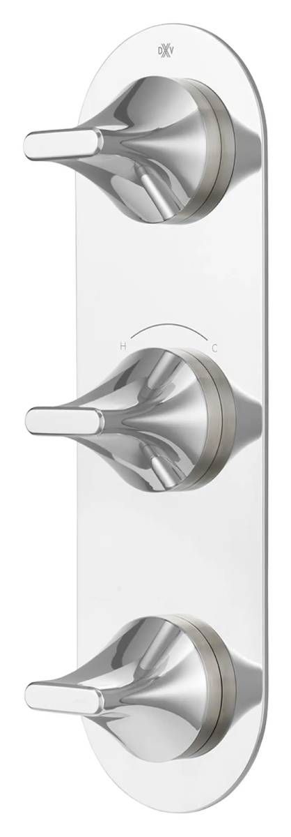 DXV Modulus Polished Chrome 3-Handle Thermostatic Valve Trim Only-3