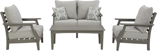 Signature Design by Ashley® Visola 4-Piece Gray Outdoor Seating Set-0
