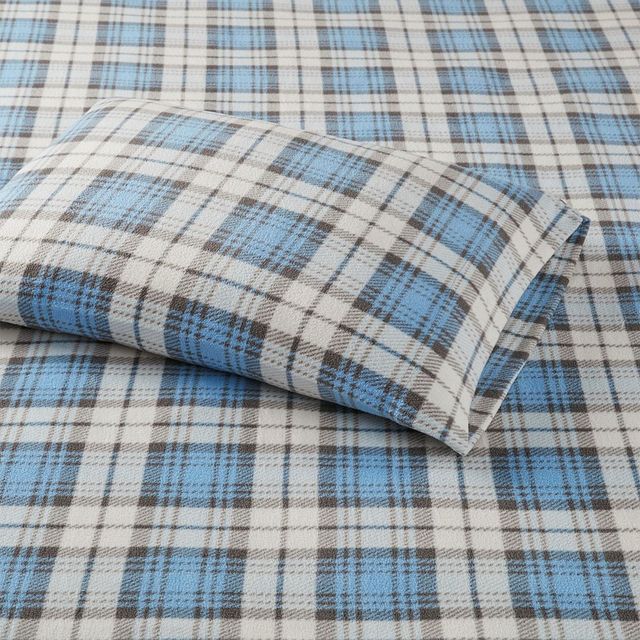 Olliix by True North by Sleep Philosophy 3 Piece Blue Plaid Twin Micro Fleece Sheet Set-2