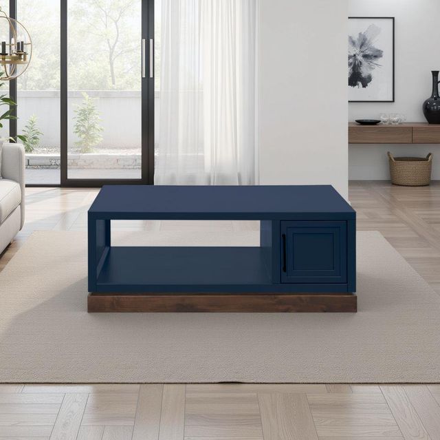 Legends Home Nora Blue Denim Cocktail Table with Whiskey Base-1