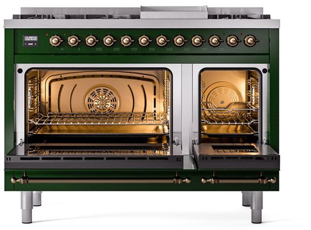 Ilve® Nostalgie II Series 48" Emerald Green Pro Style Dual Fuel Range-2