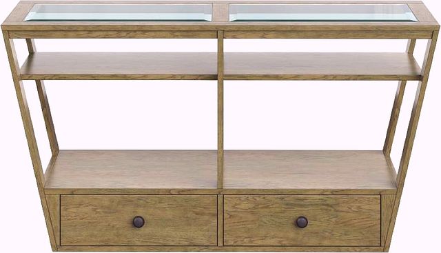 Magnussen Home® Hardison Glass Top Rectangular Sofa Table with Warm Stone Base-1
