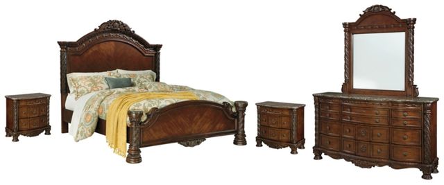 Millennium® by Ashley® North Shore 5-Piece Dark Brown King Panel Bed Set-0