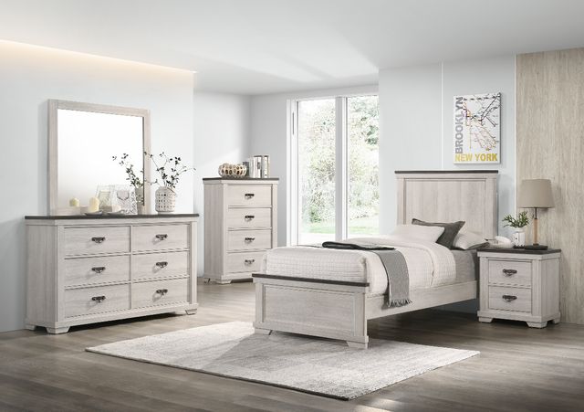 Crown Mark Leighton Gray/White Twin Panel Bed-2