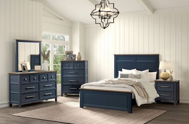 Furniture of America® Pinetop Blue/Dark Brown Twin Panel Bed-1