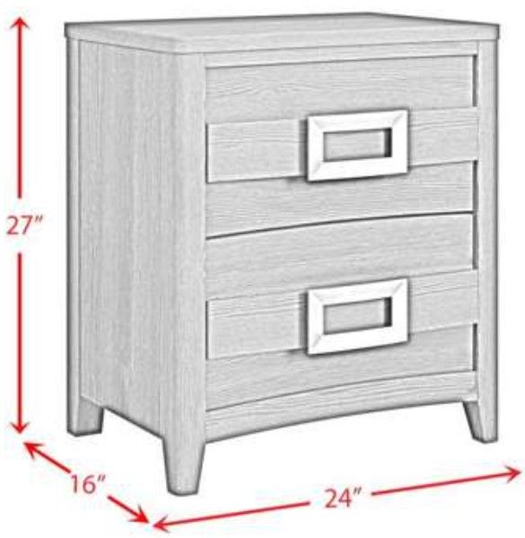 Elements International Tobias White Nightstand with USB-2