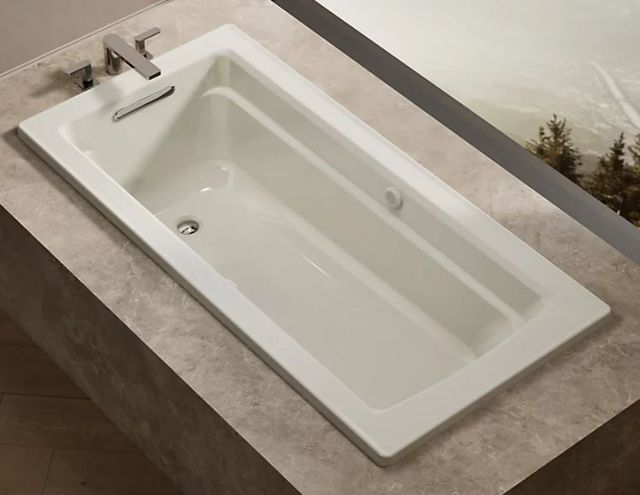 KOHLER® Archer® Biscuit 66" x 32" Drop-In Heated BubbleMassage™ Air Bath with Bask® Heated Surface-1