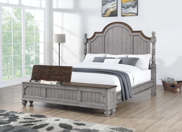 Flexsteel® Plymouth® Distressed Graywash Queen Storage Bed-1