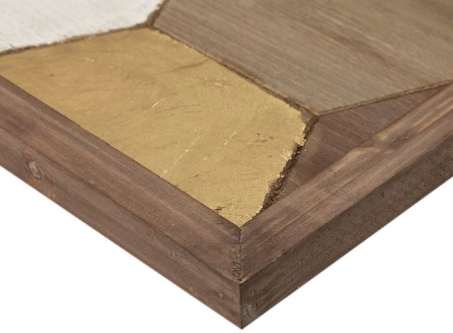 Olliix by Madison Park Motley 2 Pieces Gold and Neutral Geo Wood Carved Wall Panel Set-2