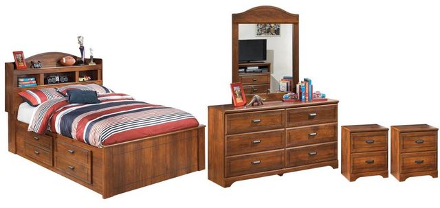Signature Design by Ashley® Barchan 5-Piece Medium Brown Full Bookcase Storage Bed Set-0