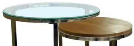 Jonathan Louis Andes Glass Top Nesting End Table with Brushed Nickel Base-1