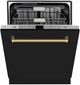 ZLINE Monument Autograph Edition 24" Black Matte 3rd Rack Tall Tub Top Control Built In Dishwasher with Polished Gold Handle-1