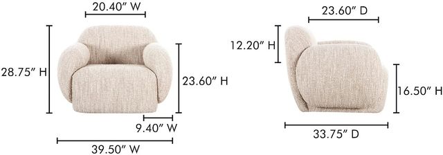 Moe's Home Collection Hazel Off White Lounge Chair-2
