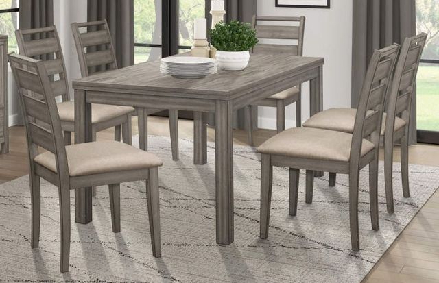 Mazin Furniture Bainbridge 7-Piece Weathered Gray Dining Table and Chair Set-0