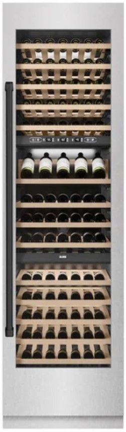 ZLINE Autograph Edition 24" 12.4 Cu. Ft. Triple Zone 100 Bottle Column Wine Cooler in Satin Stainless Steel and Matte Black Accents-3
