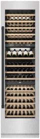 ZLINE Autograph Edition 24 in. 12.4 Cu. Ft. Triple Zone 100 Bottle Column Wine Cooler in Satin Stainless Steel and Matte Black Accents-2