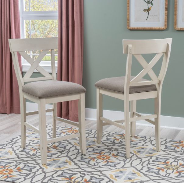 Coast2Coast Home™ Belsey 2-Piece Gray/White Counter Stool Set-1
