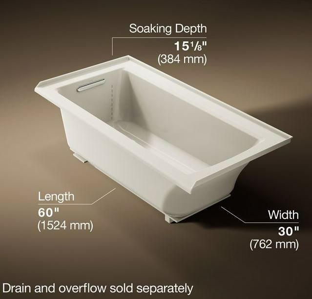 KOHLER® Archer® Biscuit 60" x 30" Alcove Bath - Left Drain-2