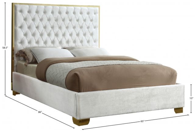 Meridian Furniture Lana White Queen Upholstered Panel Bed-1