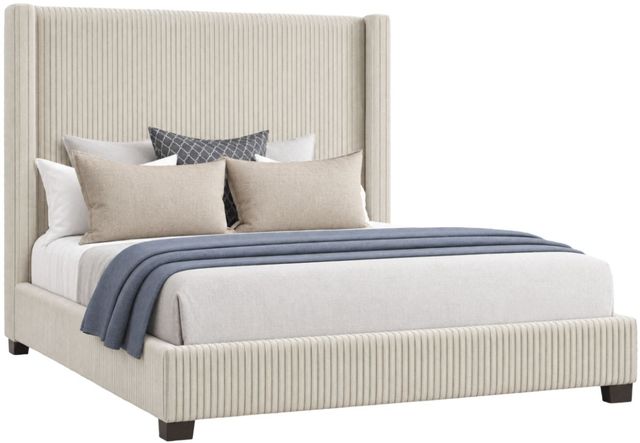 Bernards Luca Beige Pleated Upholstered Queen Panel Bed-0