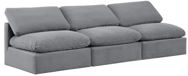 Meridian Furniture Indulge 3-Piece Grey Velvet Armless Sofa -0