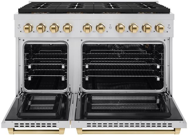 ZLINE Autograph Edition Paramount Series 48" Stainless Steel Pro Style Gas Range with Polished Gold Accents -1