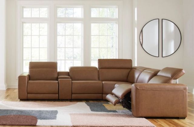 Signature Design by Ashley® Magic Man 6-Piece Caramel Power Reclining Sectional with Console-6