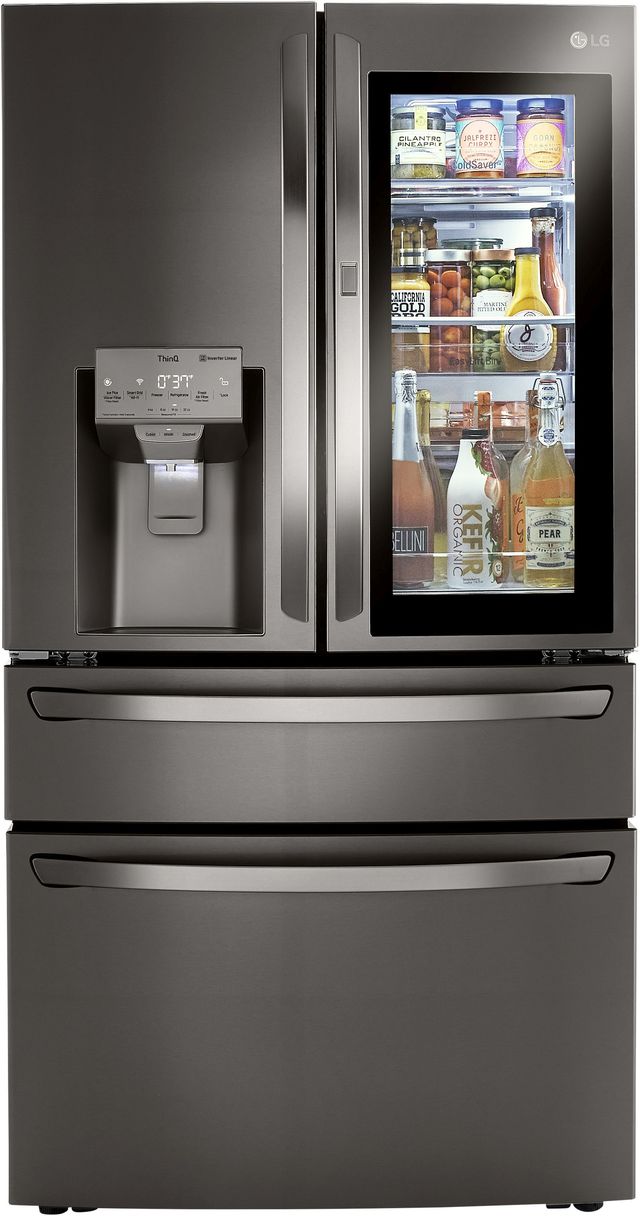 LG 36 in. 22.5 Cu. Ft. PrintProof™ Black Stainless Steel Smart Wi-Fi Enabled Counter Depth French Door Refrigerator with CraftIce™-0