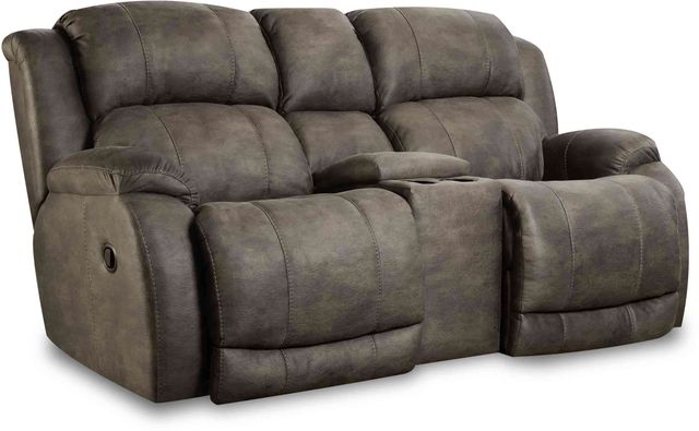 HomeStretch Gray Power Reclining Loveseat with Console-0