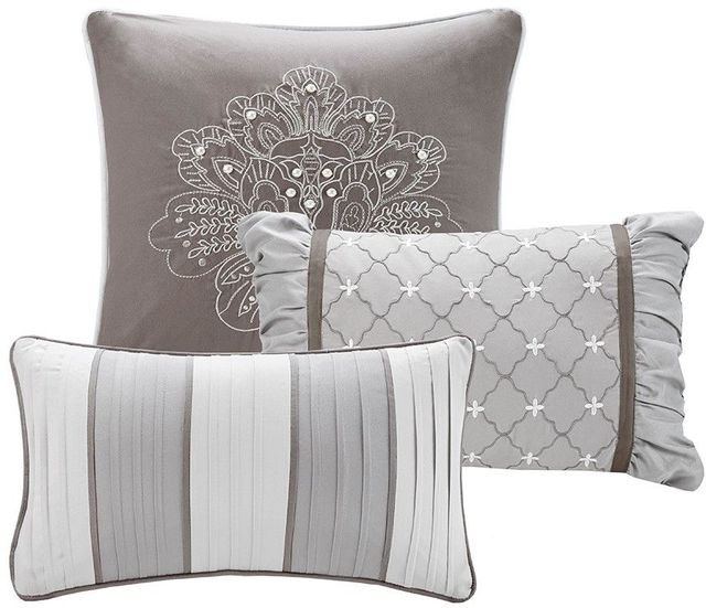 Olliix by Madison Park 7 Piece Grey King Bellagio Jacquard Comforter Set-2