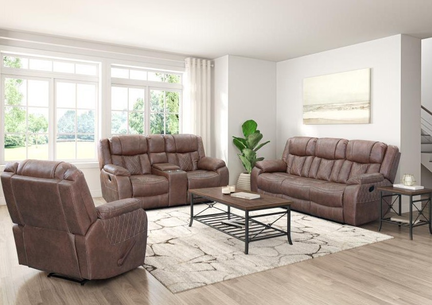 Albany Industries Winslow Brown Manual Reclining Sofa | Fischer