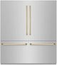 ZLINE Autograph Edition 72" 39.6 Cu. Ft. Stainless Steel Built In French Door Refrigerator with Polished Gold Accents-0