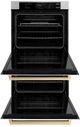 ZLINE Autograph Edition Professional 30" Stainless Steel Double Electric Wall Oven with White Matte Doors and Champagne Bronze Accents-2