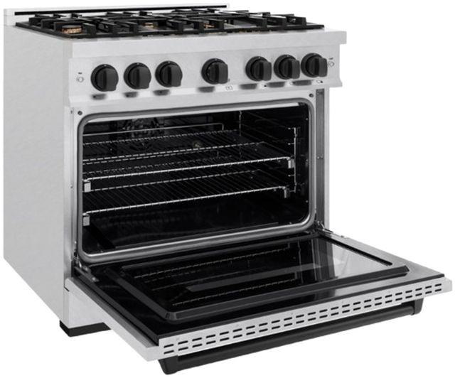 ZLINE Classic Series Autograph Edition 36" Satin Stainless Steel Pro Style Dual Fuel Range with Matte Black Accents-3