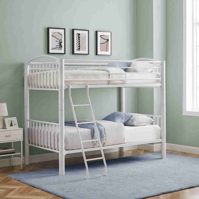 Powell® Heavy White Twin/Twin Metal Bunk Bed-1