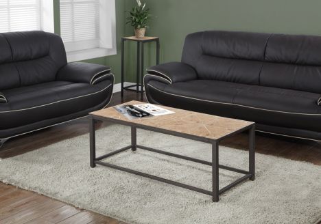 Monarch Specialties Inc. Brown Terracotta Title Coffee Table with Hammered Brown Base-2