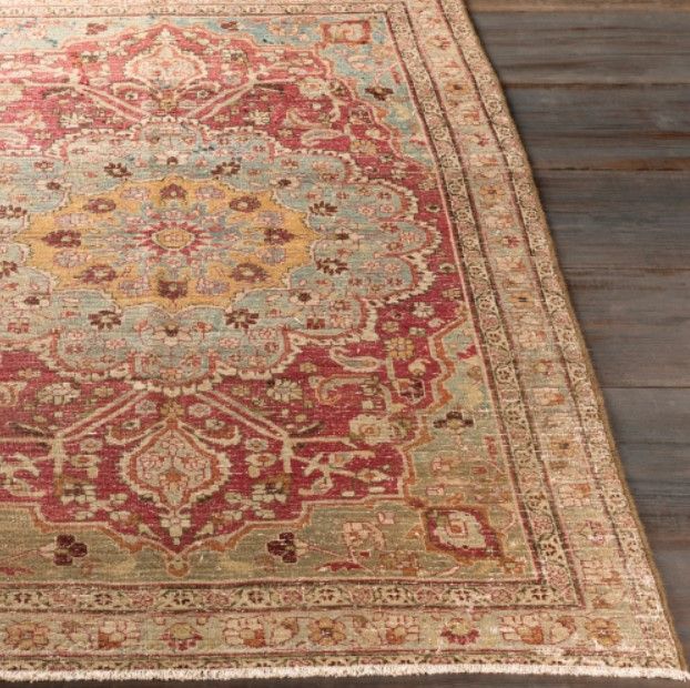 Surya Antique One of a Kind Beige/Red 4'x6' Area Rug-1