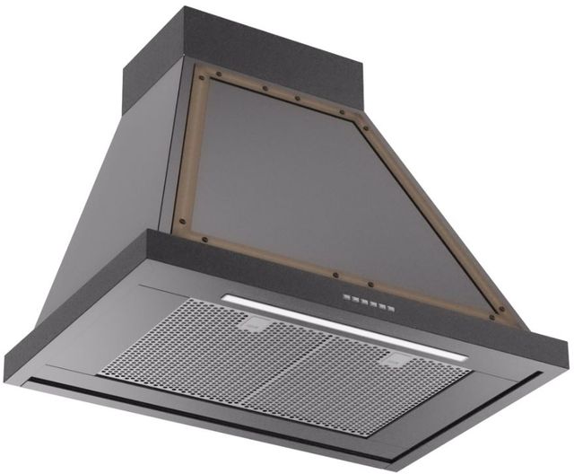 Ilve® Nostalgie II Noblesse 30" Glossy Black Wall Mounted Range Hood with Burnished Trim-1