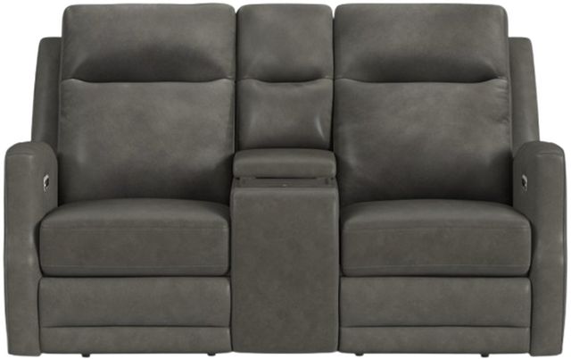 Flexsteel® Maxwell Cinder Leather Power Reclining Loveseat with Console-3