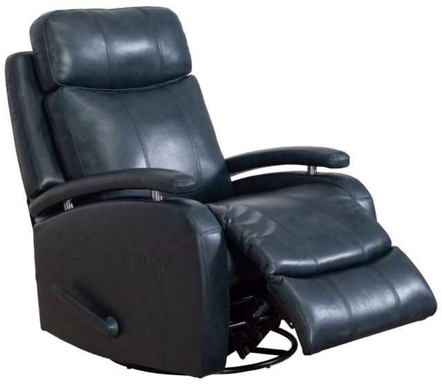 BarcaLounger® Duffy Ryegate Sapphire Blue Leather Manual Swivel Glider Recliner-1
