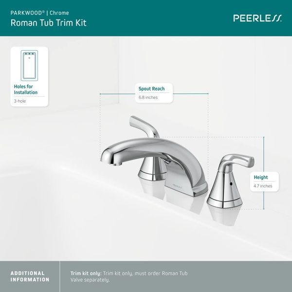 Peerless Parkwood® Chrome Roman Tub Trim Kit-1