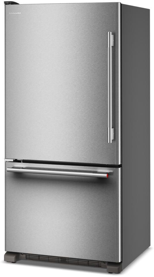 KitchenAid® 33" 22 Cu. Ft PrintShield® Stainless Steel Bottom Freezer Refrigerator with Left Door Swing-2