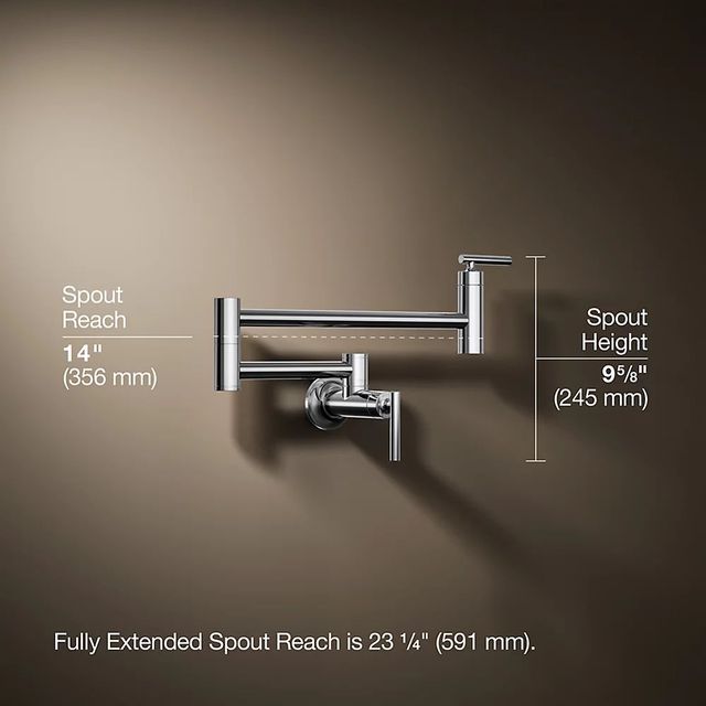 KOHLER® Polished Chrome 26" Wall-Mount Pot Filler-2