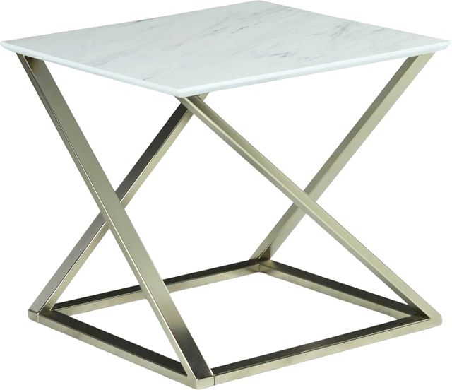 Steve Silver Co. Zurich White End Table with Matte Chrome Base-0