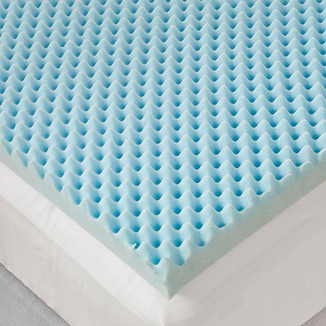Olliix by Sleep Philosophy Blue 3" Twin Gel Memory Foam All Season Reversible Cooling Mattress Topper-3