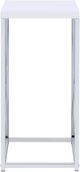 Coaster® Edmund Glossy White Accent Table with X-Cross Chrome Base-2