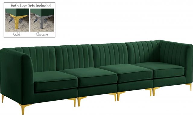 Meridian Furniture Alina Green Velvet Modular Sectional-0