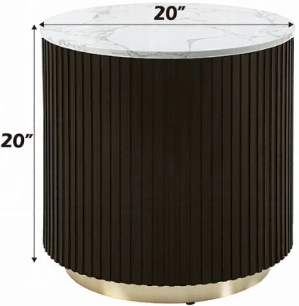 ACME Furniture Clayten White Marble Top End Table with Espresso Base-2