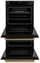 ZLINE Autograph Edition 30" Black Stainless Steel with Polished Gold Helix Handles Professional True Convection Double Wall Oven with Air Fry and Self Clean-2