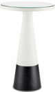 Currey & Company Glass Top Tondo White Accent Table with Black Base -0